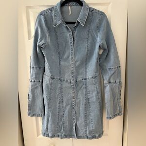 Free People Denim Long Sleeve Dress